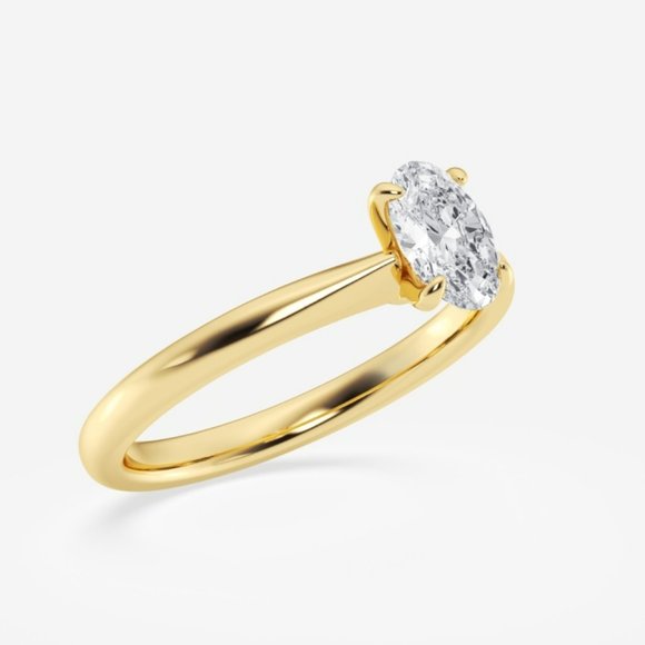 3/4 ctw Oval Lab Grown Diamond Petite Solitaire Engagement Ring - Picture 6 of 7